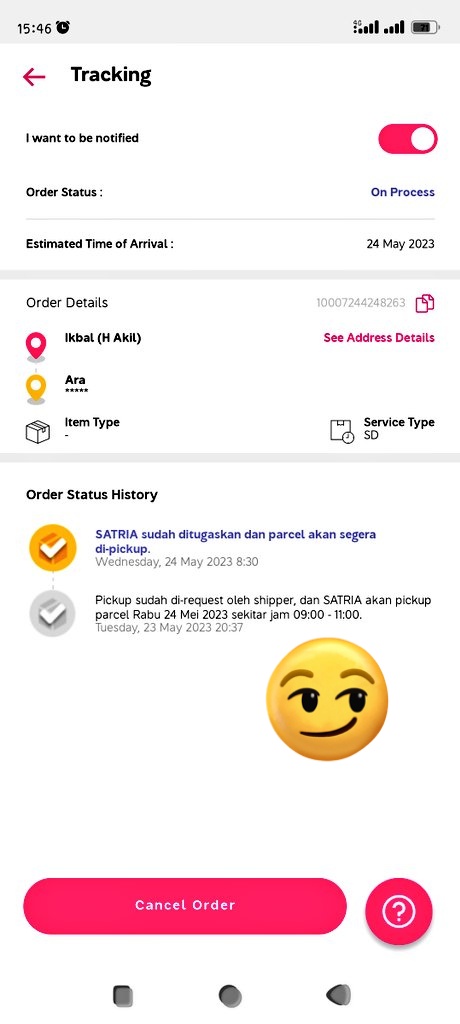 hisyaara's tweet photo. konyol bgt sih @anteraja_id @AnterajaCare , gunain sameday service tapi kayak pake reguler, bad service!!!! 🤬🤬 https://t.co/crvOHblmgk