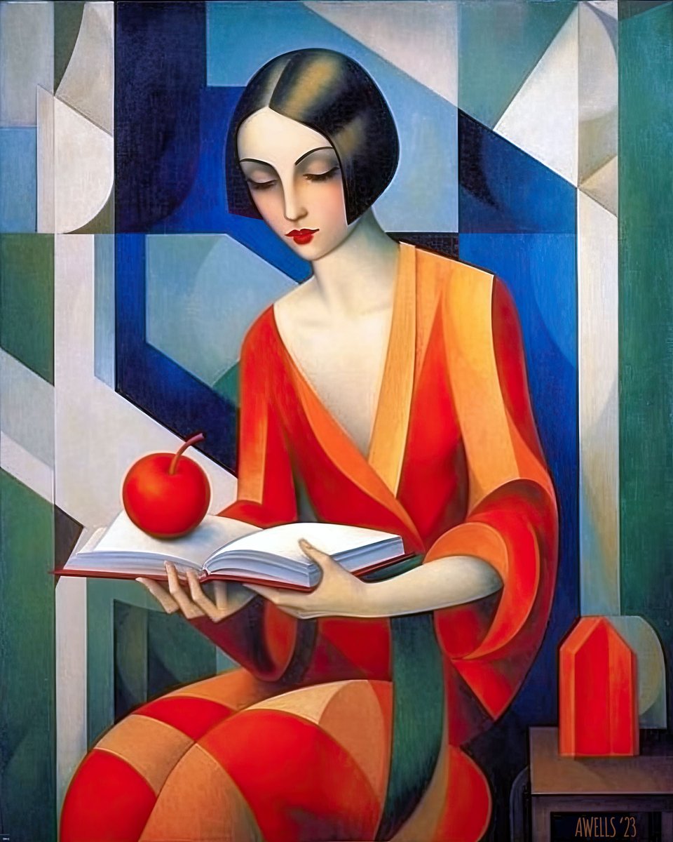 beachtv's tweet photo. #Woman with a #Book and an #Orange inspired by #GeorgyKuraso 05.24.2023 #PostSovietVisual #MidJourney #MidJourneyArt #MidJourneyAI #MidJourneyAiArt #AiArt #AiAssistedArt https://t.co/Ci3TbWuXuI