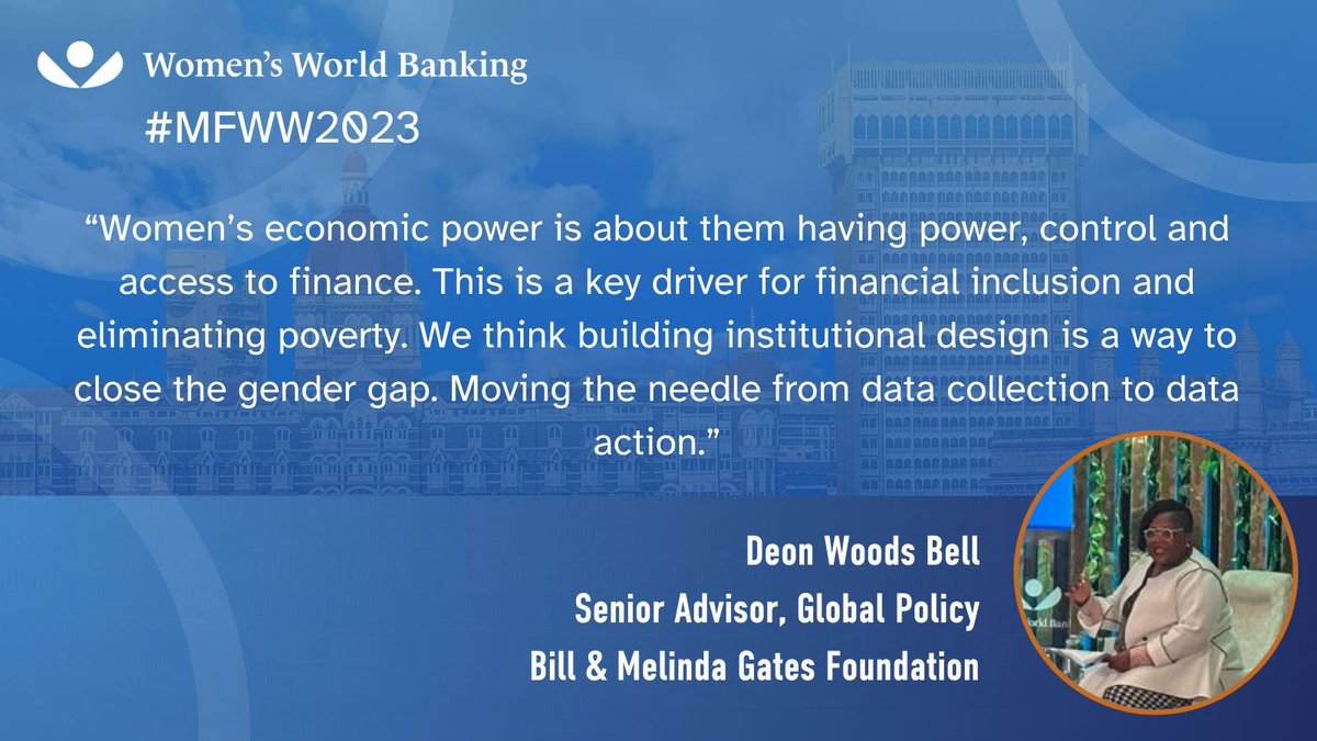 Power, control, and access to finance. 💯 Deon Woods Bell <a href="/gatesfoundation/">Gates Foundation</a>  during our #MFWW2023 panel on women’s digital financial inclusion.

#ItsHerEconomyToo