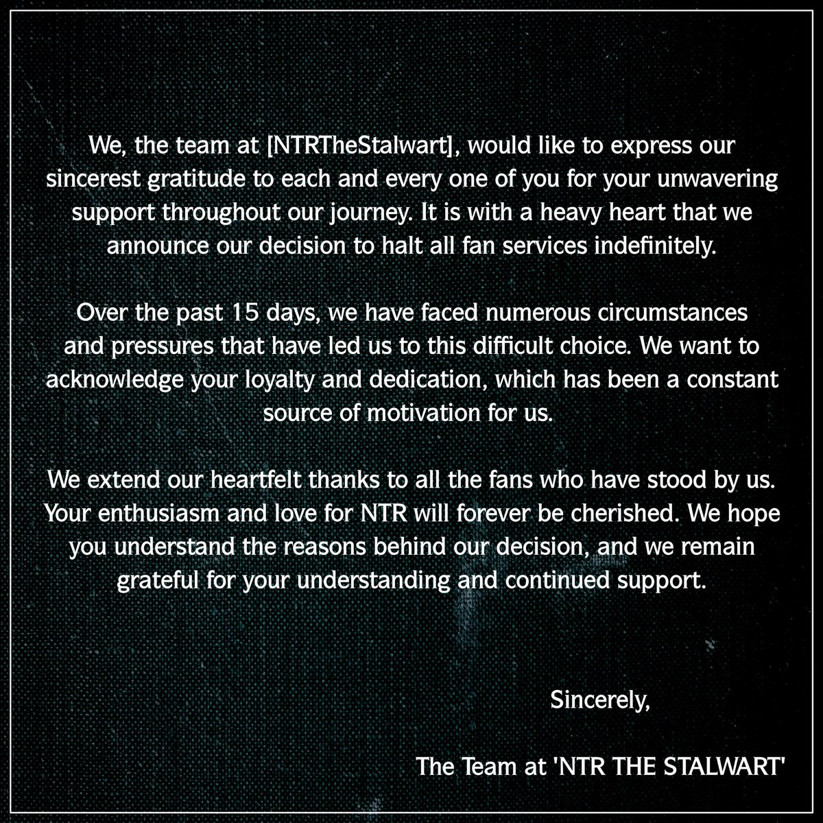 Thank You NTR Fans!