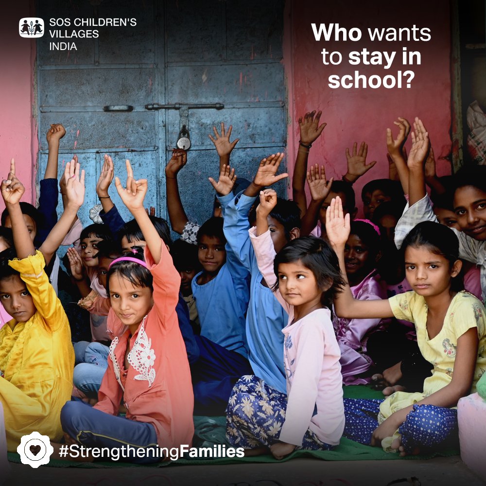 Through our Family Strengthening Programme, we empower vulnerable families to ensure children do not drop out of school. Come support our Family Strengthening Program: soschildrensvillages.in/donate-now/

#SOSIndia #StrengtheningFamilies #BuildingFamilyBonds #Family #Child #StopAbandonment