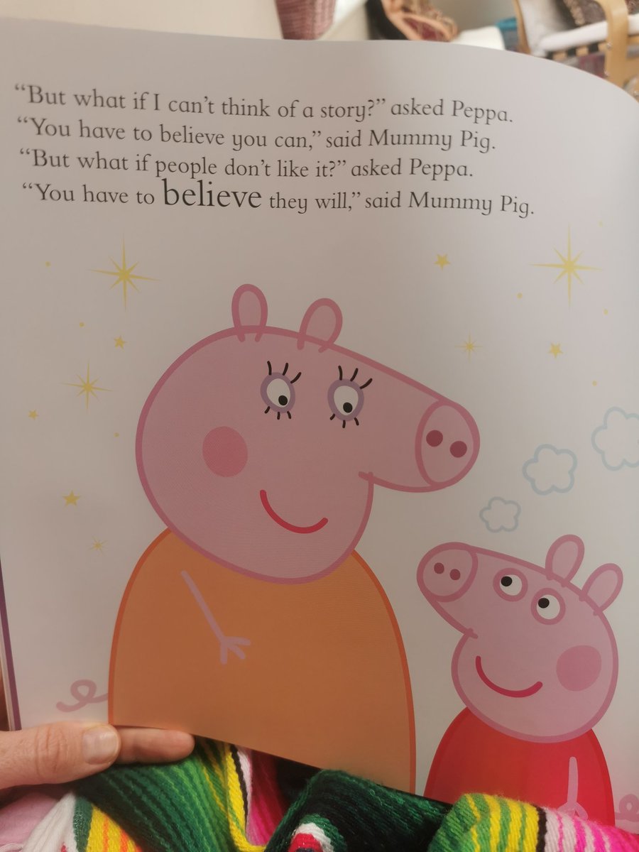 Peppa Pig trying to be an author is anxiety-filled me writing that first draft. Every time. Kudos to the agents @NorthbankTalent and editors @BooksSphere who get to be my Mummy Pig 😂 #amwriting #books