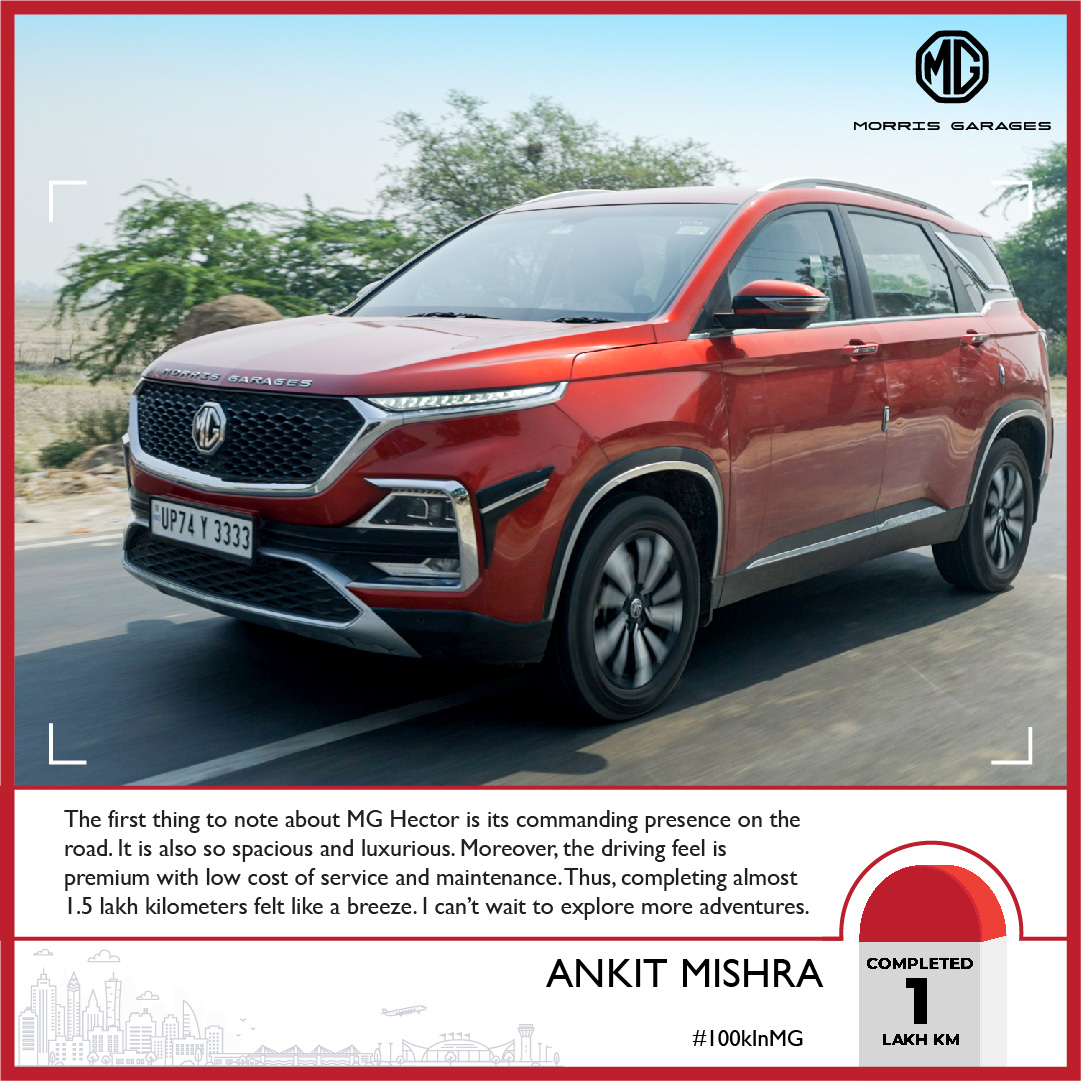 MGMotorIn's tweet photo. Ankit Mishra shares his MG Hector journey: commanding road presence, powerful engine, advanced tech, and low ownership cost. Know more about the journey with his beloved companion! #StoriesOfMG https://t.co/Ov4jeoZWma