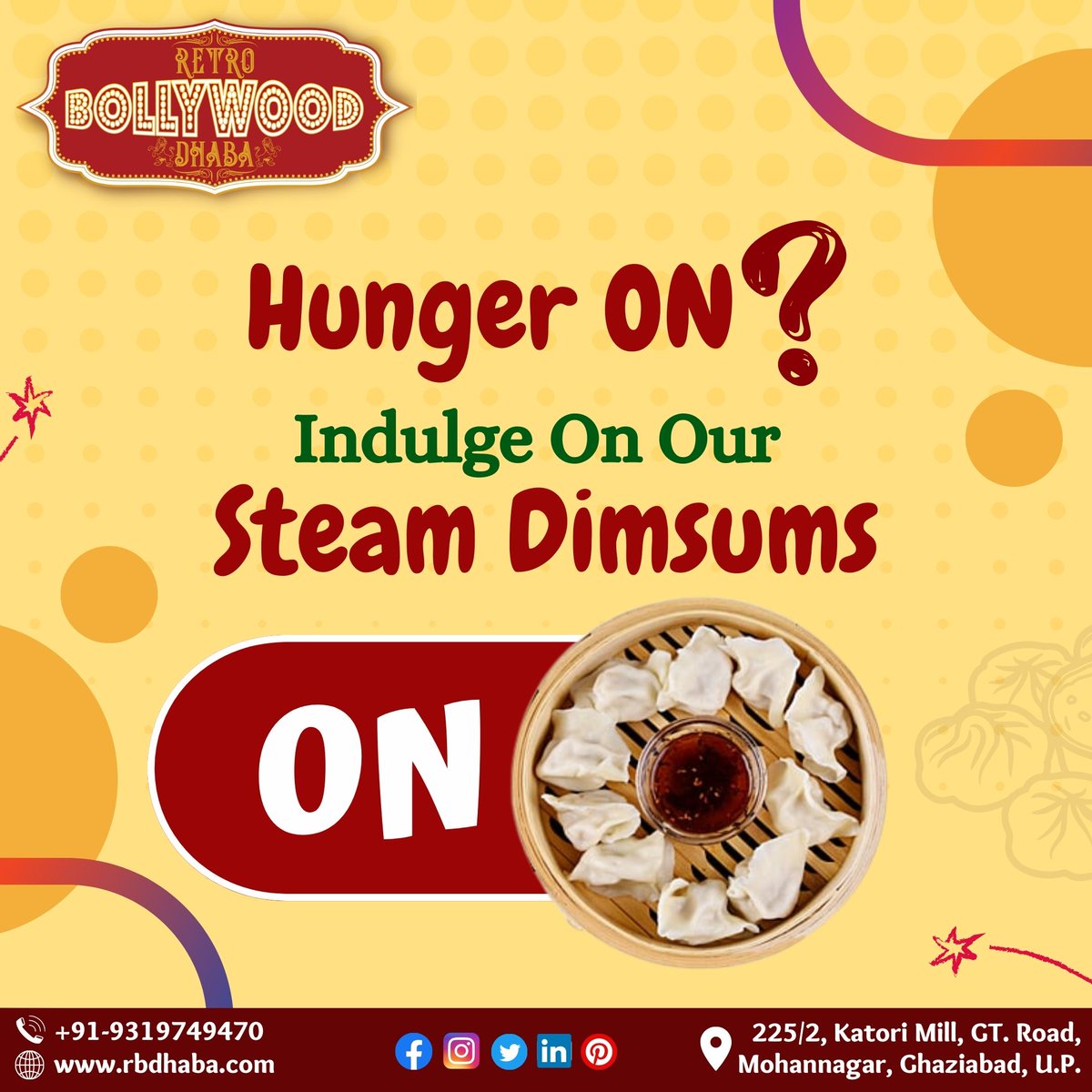 RetroBdhaba's tweet image. "Spice up your dining experience at Retro Bollywood Dhaba with our delectable steam dimsums!"

"Join us for a Bollywood-inspired feast that will transport you to a world of vibrant flavors and nostalgic charm."

Why wait? Try Now !!

#steamydimsum #retrobollywooddhaba #trynow