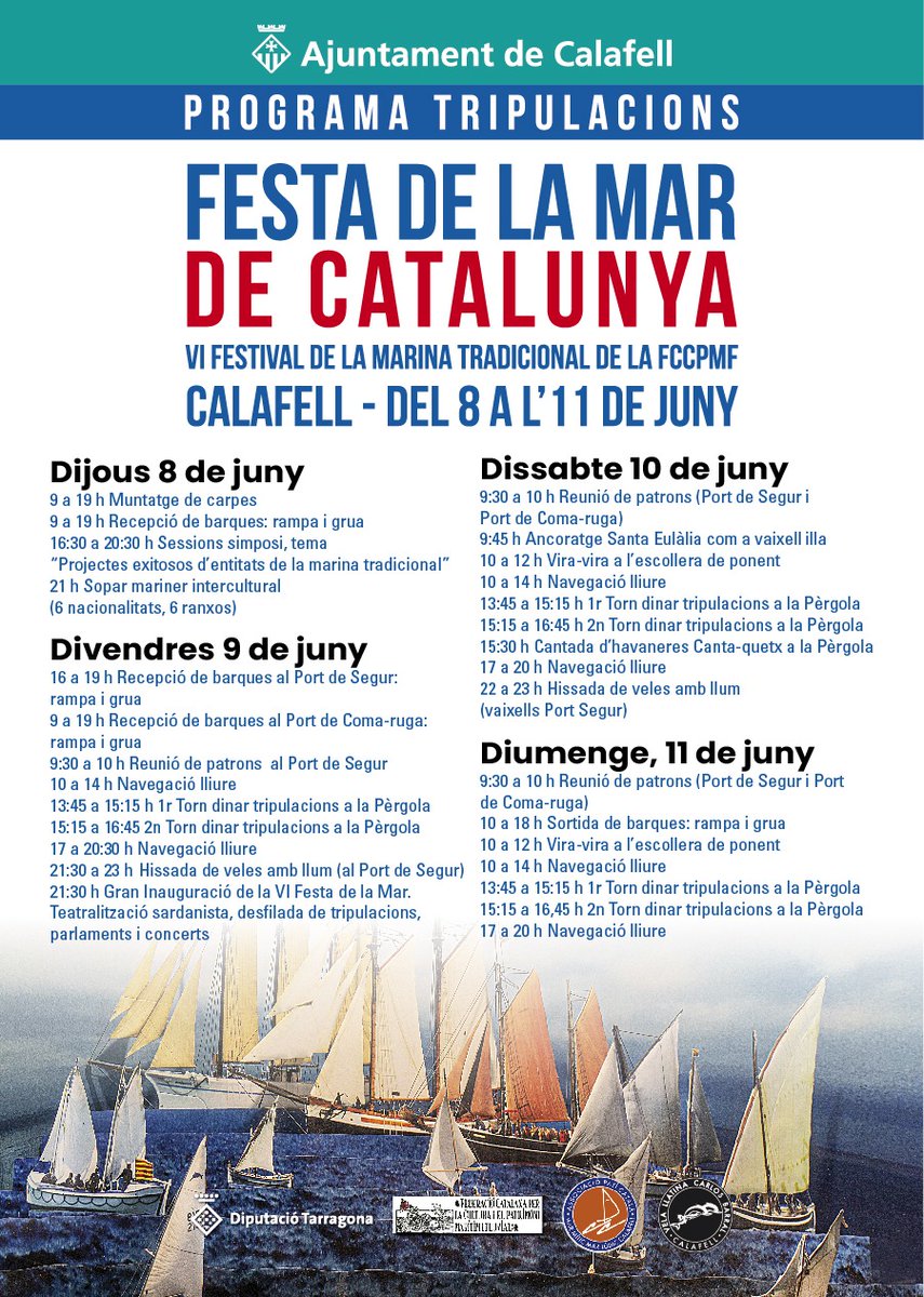 #programa de la #6aFestadelaMardeCatalunya a #Calafell del 8 al 11 de juny 2023 fccpmf.blogspot.com/2023/05/6a-fes…