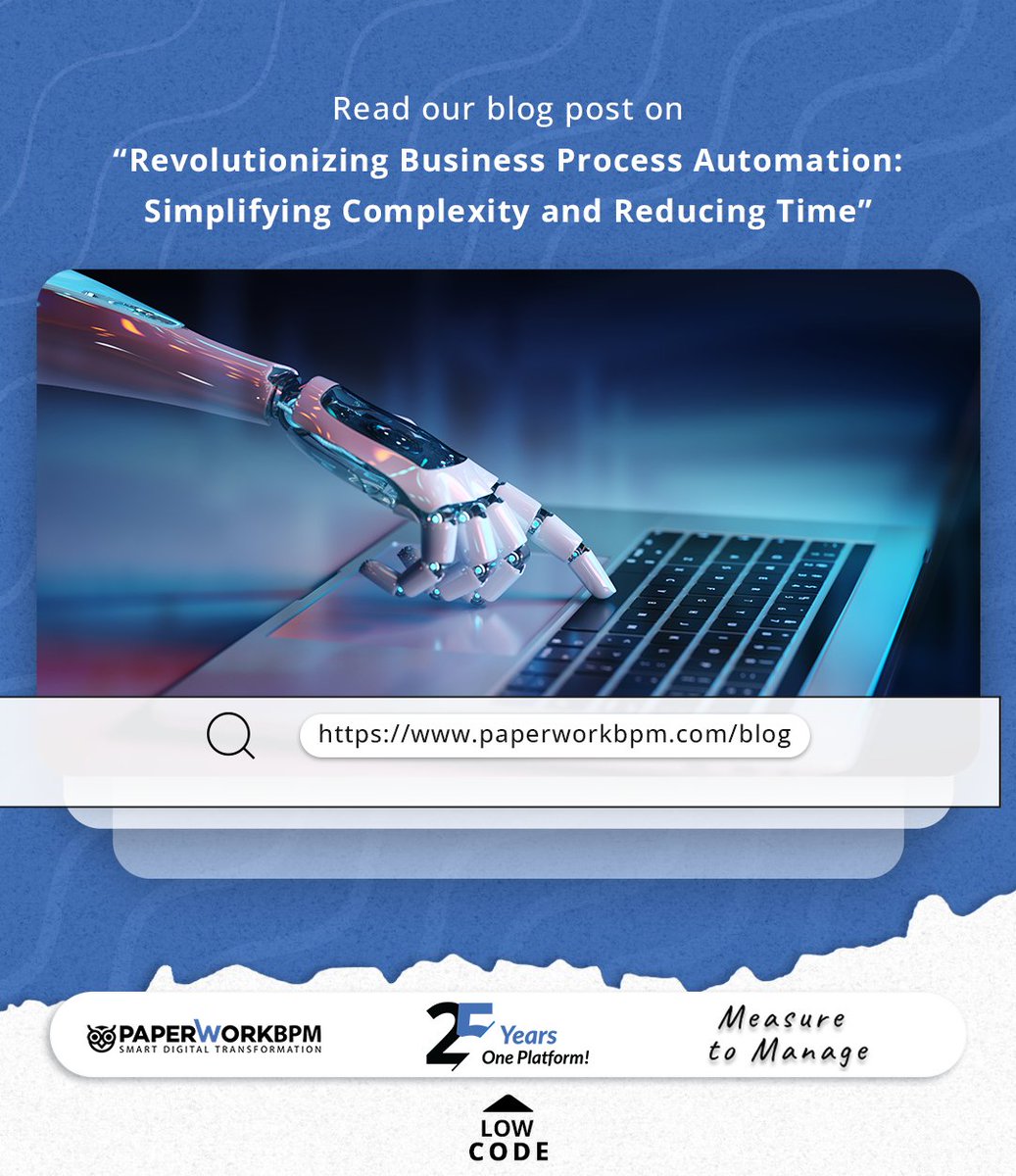 paperworkbpmuk's tweet photo. Revolutionizing Business Process Automation: Simplifying Complexity and Reducing Time 

To read the full article please visit our blog: https://t.co/U4ZCTFNm35

#digitaltransformation #bpm #documentmanagement #workflowautomation #businessprocesses https://t.co/ZuVaiJGK6O