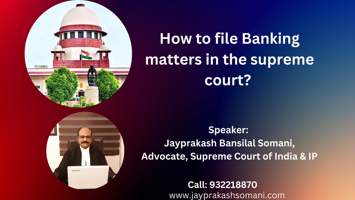 How to file Banking matters in the supreme court?

Find the best lawyer in the supreme court to help you with your Banking matters.

See video & books on the Supreme Court case laws

jayprakashsomani.com/service-detail…
#supremecourt #legalissues