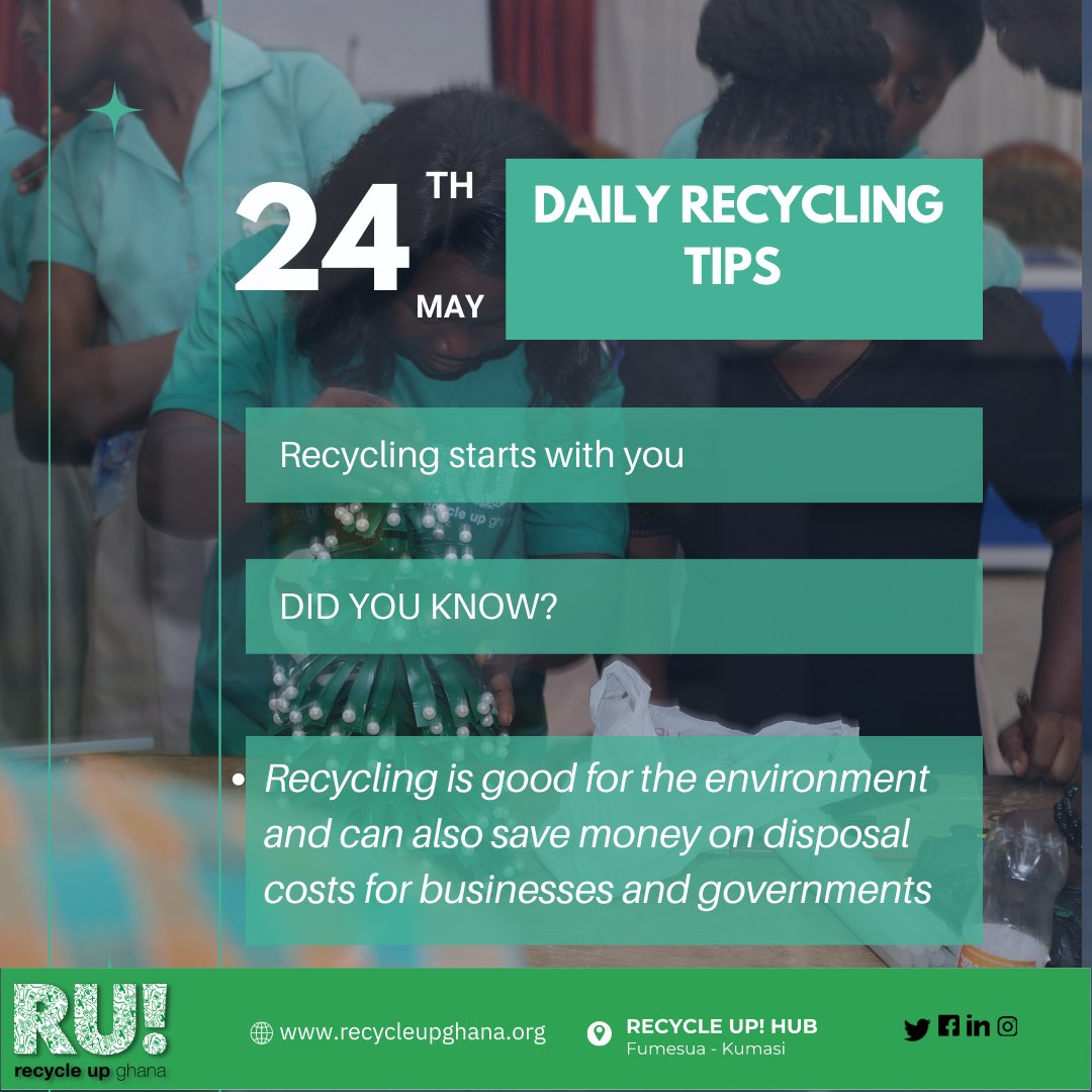 Embrace the Green Revolution! ♻️ Recycling: A Win-Win Solution for a Sustainable Future. 💚 

#RecycleForEarth #SustainabilityMatters #SaveMoneySavePlanet #recycleupghana #recycling