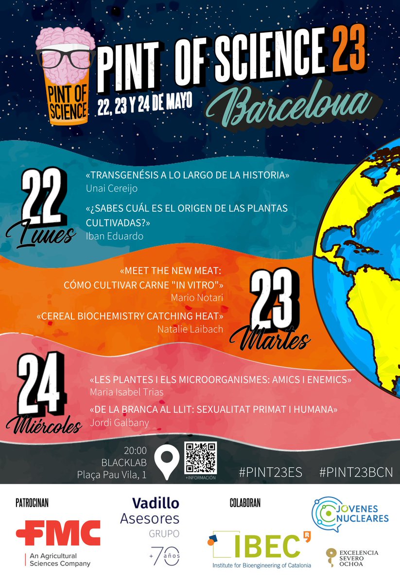BiologiaUB's tweet image. 📣 Avui dia 24 segueixen les @pintofscienceES amb participants de #BiologiaUB!

🌱🦠 "Les plantes i els microorganismes: amics i enemics" amb Mª Isabel Trillas Gay

🔬"¡Nuestro cuerpo está conectado!" amb @blascoroset

@BQBiomedMolUB @IBUB_UB #PINT23ES 
pintofscience.es
