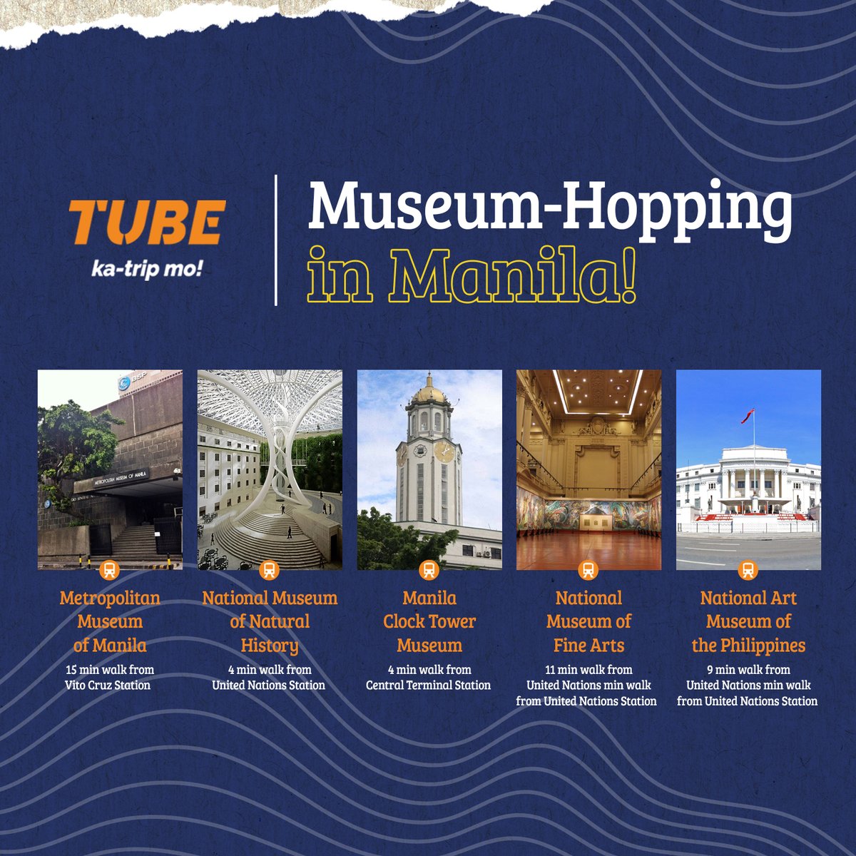 ICYMI: National Heritage Month po ng Pilipinas ngayong buwan ng Mayo! Here are #TUBEMNL’s picks for museums to visit around the city. Share this with your museum buddies! 

#NationalHeritageMonth #NHM2023