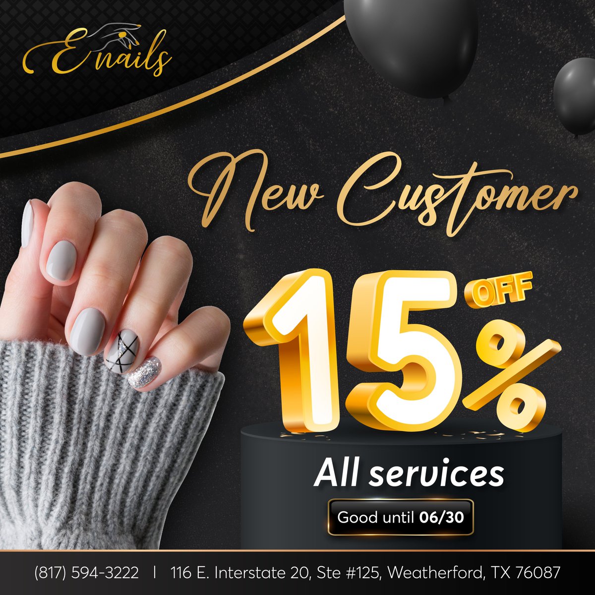 💕NEW CUSTOMER DISCOUNT💕
🎉15% OFF all services
✨Good until 06/30
👉We can't wait to pamper you!

#nails #pedicure #nailsalon #nailart #beautiful #longnails #ombrenails #nailpro #lovenails #nailslove #naildesign #nailart #instanails #coffinnails