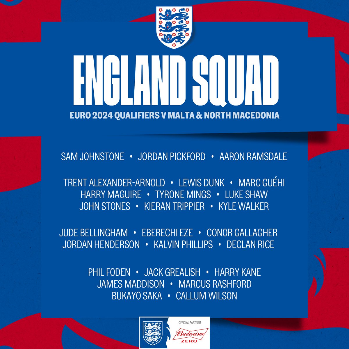 England's tweet photo. Here we go.

Your #ThreeLions squad for June! 🏴󠁧󠁢󠁥󠁮󠁧󠁿