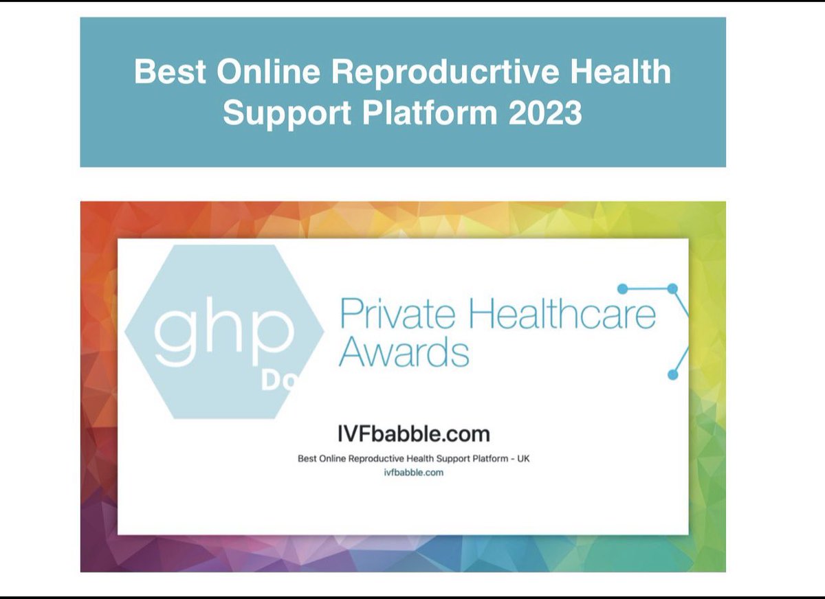 So excited to announce IVFbabble.com has won Best Online Reproductive Health Platform again this year in the Private Healthcare Awards.

Thank you so much to our wonderful partners and experts - and the amazing #TTCcommunity who share their stories to help inspire