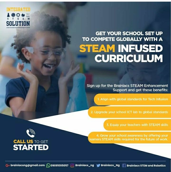 Why your school should integrate STEM Education?

1. Promoting critical thinking and problem-solving skills.
2. Preparing students for the future workforce.
3. Fostering interdisciplinary learning.
...
brainiacstech.net or call/WhatsApp 09091095057

#stemeducation #youngdev