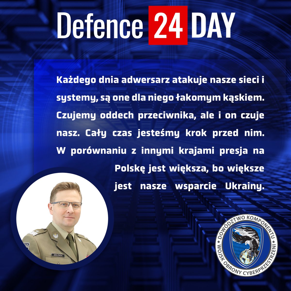Wojska Obrony Cyberprzestrzeni (@cyberwojska) on Twitter photo Dowódca <a href="/CyberWojska/">Wojska Obrony Cyberprzestrzeni</a> , gen. bryg. <a href="/MolendaKarol/">Karol Molenda</a> podczas #Defence24Day Dowódca <a href="/CyberWojska/">Wojska Obrony Cyberprzestrzeni</a> , gen. bryg. <a href="/MolendaKarol/">Karol Molenda</a> podczas #Defence24Day