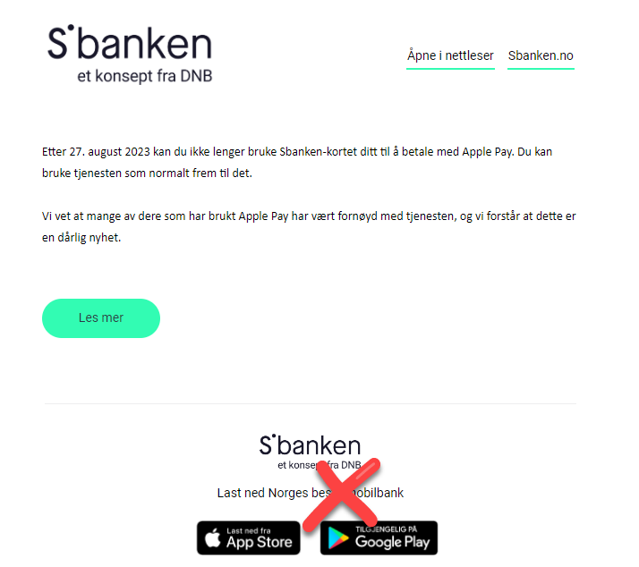 siljel's tweet photo. And so it begins.. jeg har vært kunde hos S(kandia)banken siden de ble etablert i 2000 fordi de var først ute med teknologi som nettbank og smarte ting.  Nå er de DNB og..  de tar vekk Apple Pay. Wow.

@Sbanken https://t.co/v3DSOlyNwy