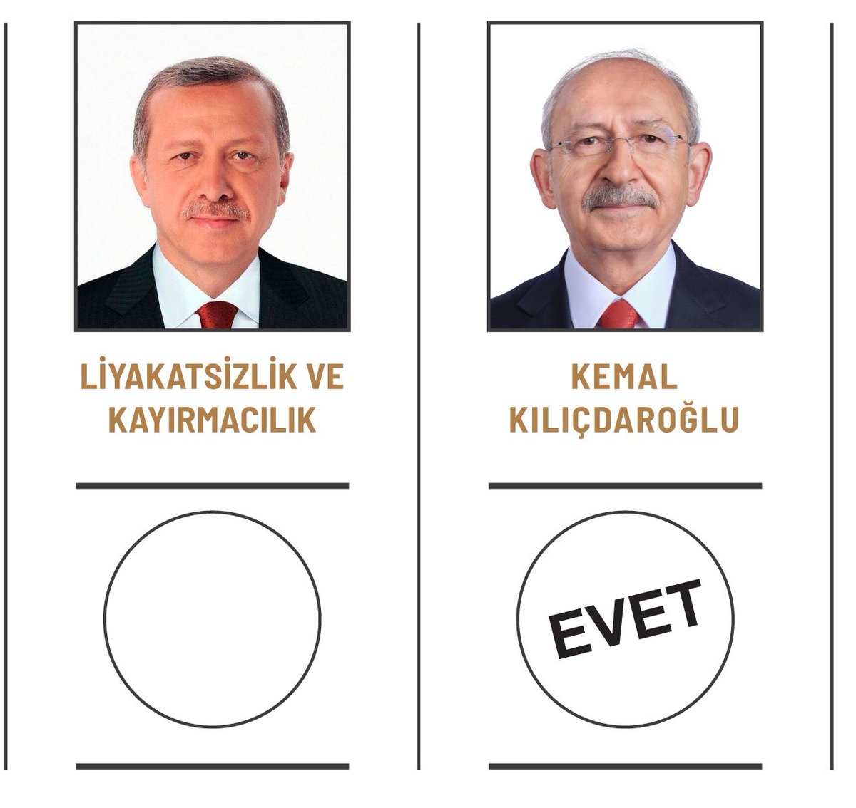 Mutlu muyum? Hayır!
İki insanın iki dudağı arasına sıkıştım.
RTE ile 22 yılda:halkın yararına bir uygulama, bir doğru söz görmedim.
Aynı RTE 22 yıldır KK 'yı araştırdı. Bir tane namussuzluğunu bulamadı.
Hiç olmazsa yüzü kızaracak, adaletli olacak, hesap verecek olana oy vereceğim