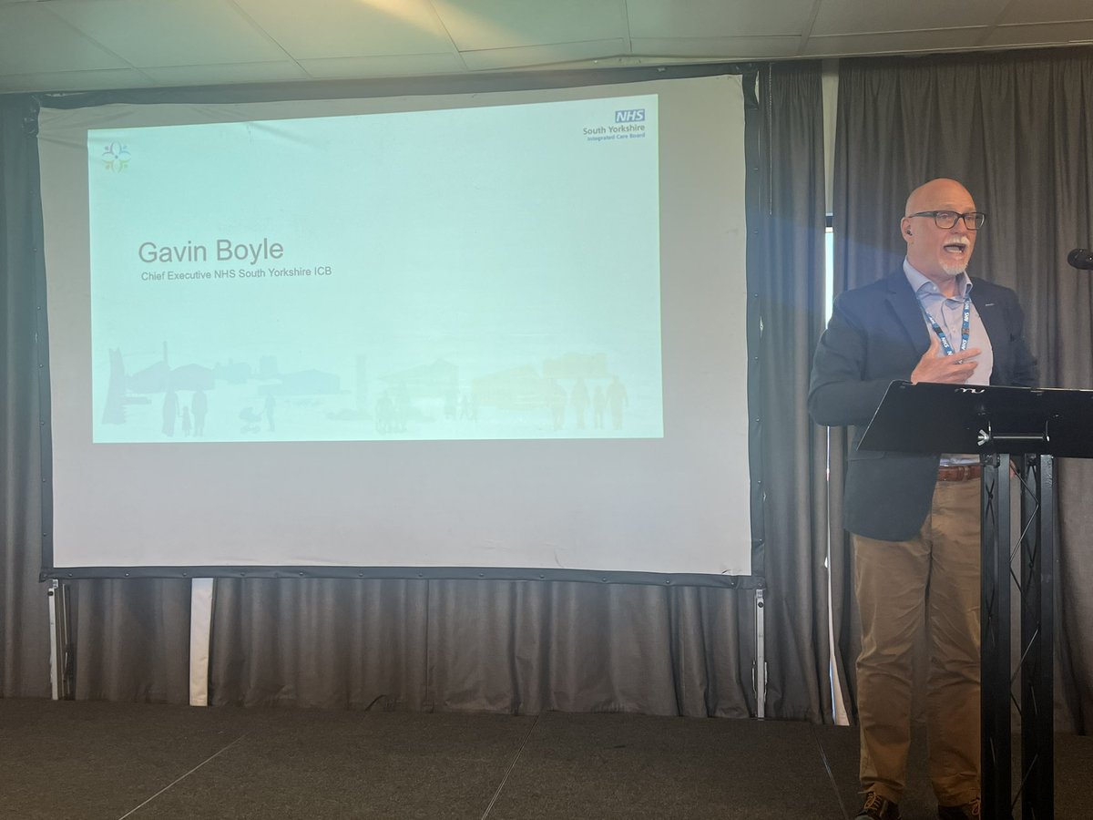 doccrichton's tweet photo. @gavinNHS opening remarks at @NHSSYICB Discharge summit event. Good Multi-partner attendance to help respond to challenges.l across health and care. https://t.co/M9SyUdGAne