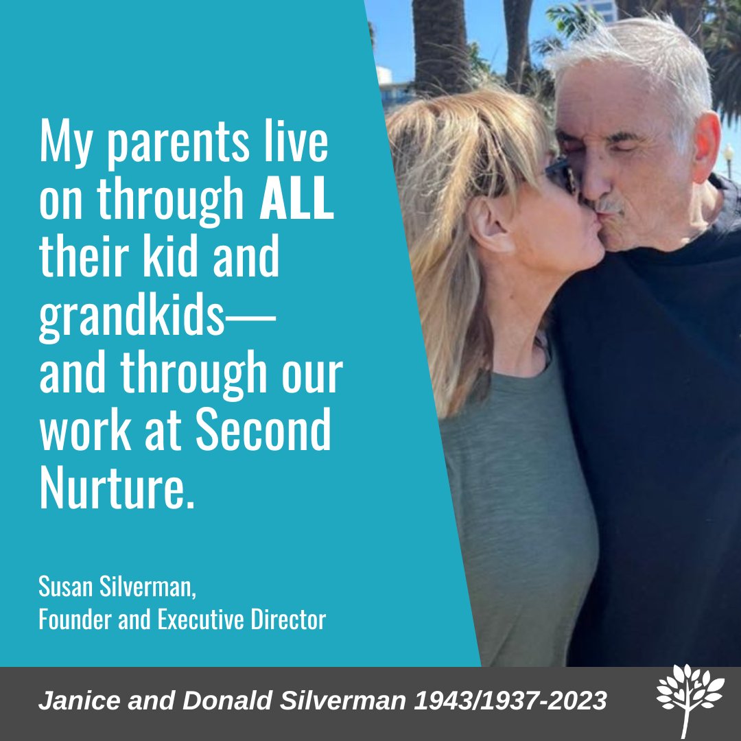 2ndNurture's tweet photo. My parents, Donald and Janice Silverman, passed away this month, 10 days apart. They loved, fostered and mentored youth for many years and profoundly inspired me to do what I do.

Please support their legacy. https://t.co/hx7MdRfDPo

Susan Silverman, Executive Director https://t.co/fEMcoyry5K