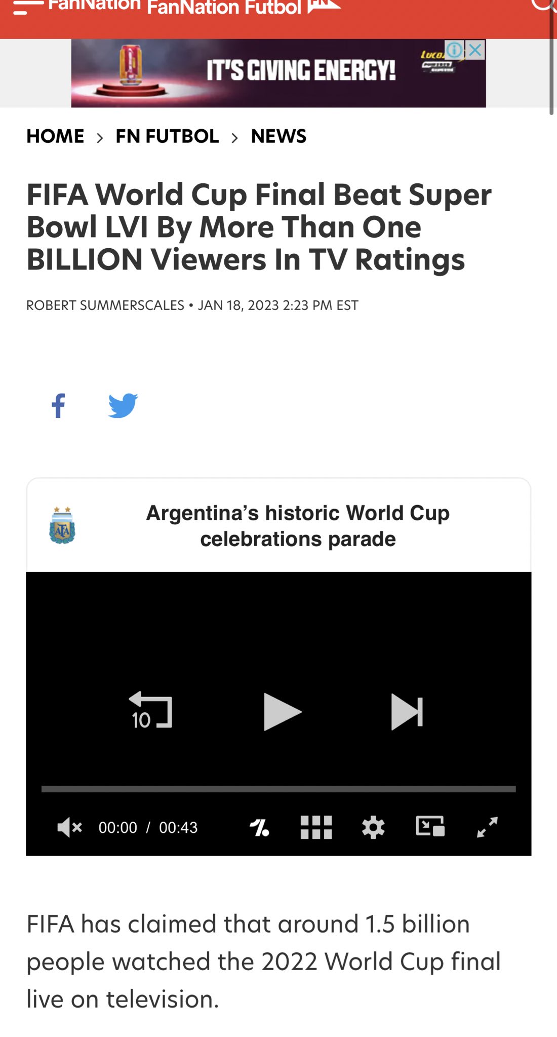 How FIFA World Cup final beat Super Bowl LVI in TV ratings