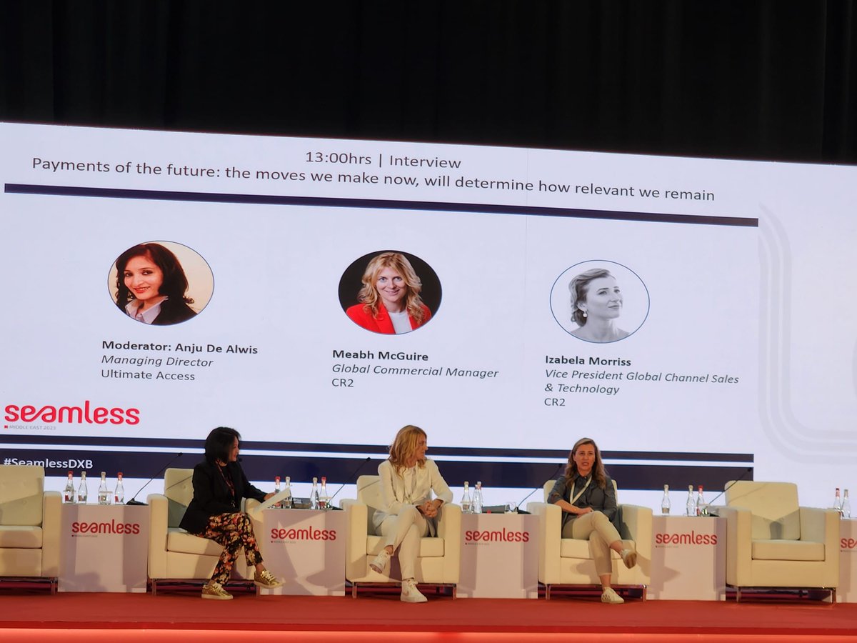 Meabh Maguire and Izabela Morriss currently discussing 'Payments of the Future' with Anju De Alwis.

Super insights!

<a href="/seamlessMENA/">Seamless Middle East & Saudi Arabia</a> 

#seamlessdxb #digitalbanking #payments #fintech