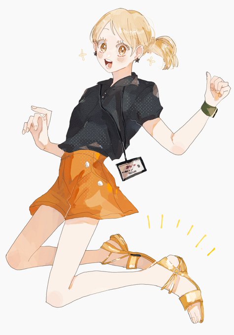 「looking at viewer orange shorts」 illustration images(Latest)