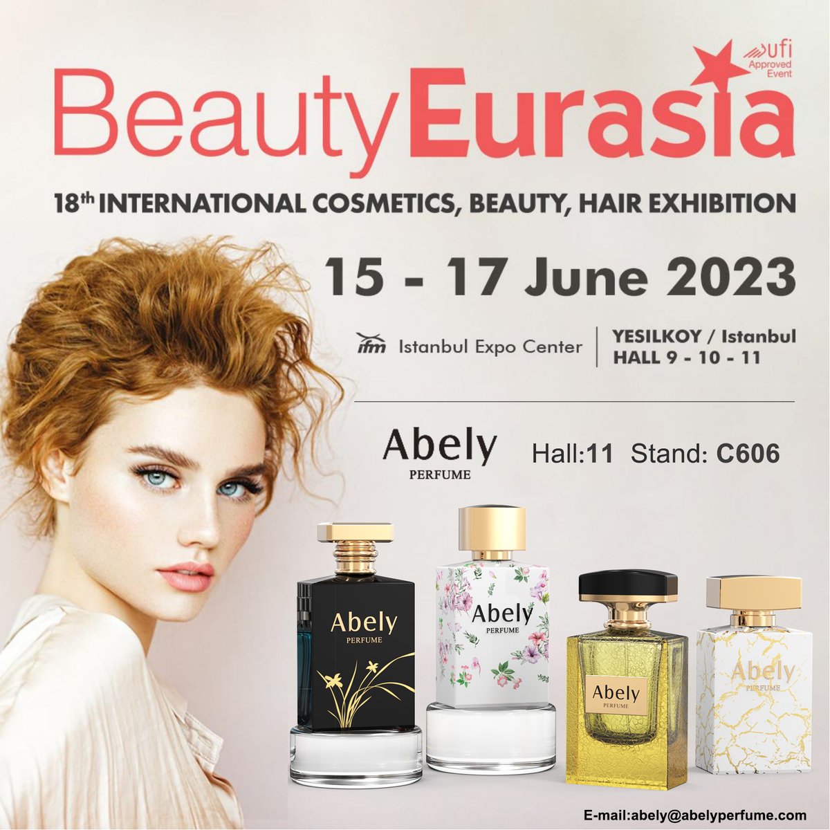 PerfumeAbely's tweet image. #beautyeurasia2023

BeautyEurasia is coming!
Date: 15-17 June/Haziran 2023
Booth: Hall: 11 Stand: C606
Location: Istanbul Expo Center, Istanbul, Turkey
Welcome to visit Abely New Design!!!
Contact Abely Team:

Email:abely@abelyperfume,com
#Abely #perfumepackaging #beauty