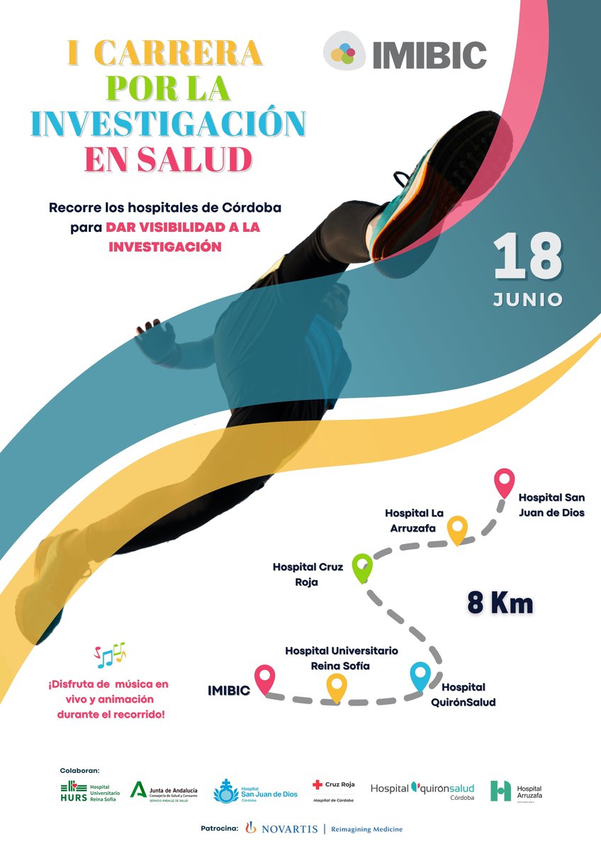 IMIBIC's tweet photo. La #investigación biomédica es la herramienta para avanzar en la cura de enfermedades, por ello, ¡os convocamos el 18 de junio, a las 09:30 h, para correr 8 km en la I Carrera por la Investigación en Salud para dar visibilidad a esta gran labor! 🏃‍♂️🏃

✍️ https://t.co/r5GT9d39sG https://t.co/J8j0fQb93N