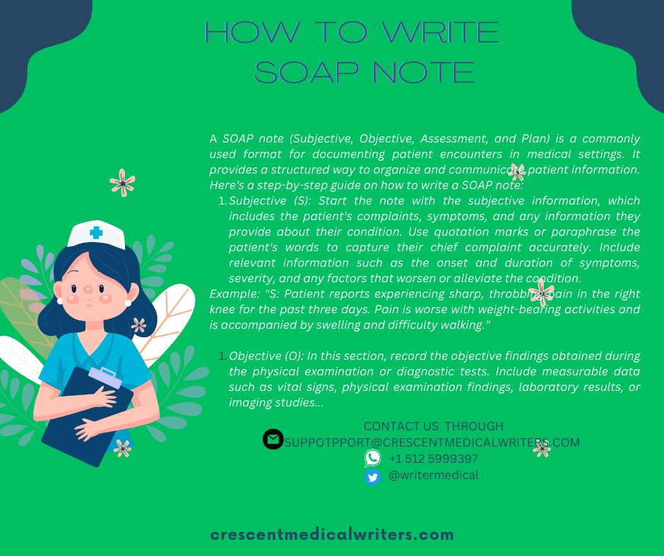 WritersMedical's tweet image. SOAP NOTE and PT HISTORY DOCUMENTATION
#SOAPNOTE
#nursingwriters
#nursingassignmenthelp
#onlinenursingclasses
#crescentmedicalwriters
#nursingquizzes
#PICOTS
#crescentmedicalwriters