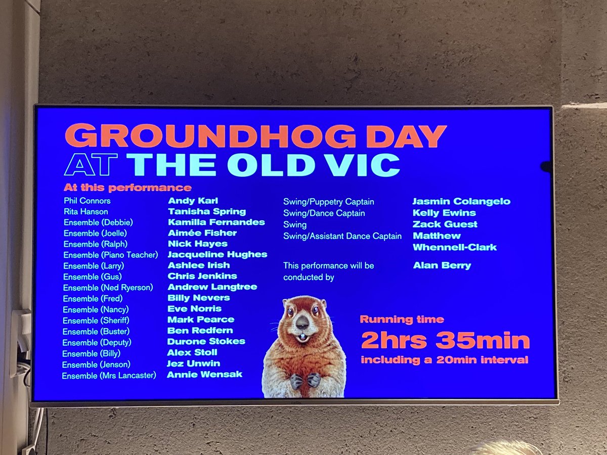 MiriamGiraffe96's tweet photo. Thoroughly enjoyed Groundhog Day @oldvictheatre - clever staging and some quick scene changes I’ll be trying to figure for a long time (how did he get back in the bed each time??)! Very grateful to #PwCPreviews for their £10 ticket scheme ✨ https://t.co/viQeJnoTsD