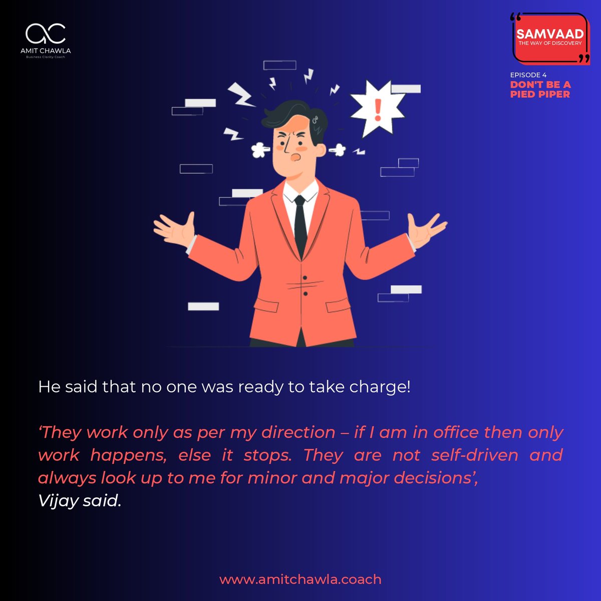 AmitChawlaCoach's tweet photo. 𝗗𝗼𝗻’𝘁 𝗯𝗲 𝗮 𝗣𝗶𝗲𝗱 𝗣𝗶𝗽𝗲𝗿
 
We often forget that transformative leaders not only inspire people to follow them but are also keen to create future leaders who can be potential replacement, because they need to move on to do bigger and better things. https://t.co/hhZ0w6Cmkf