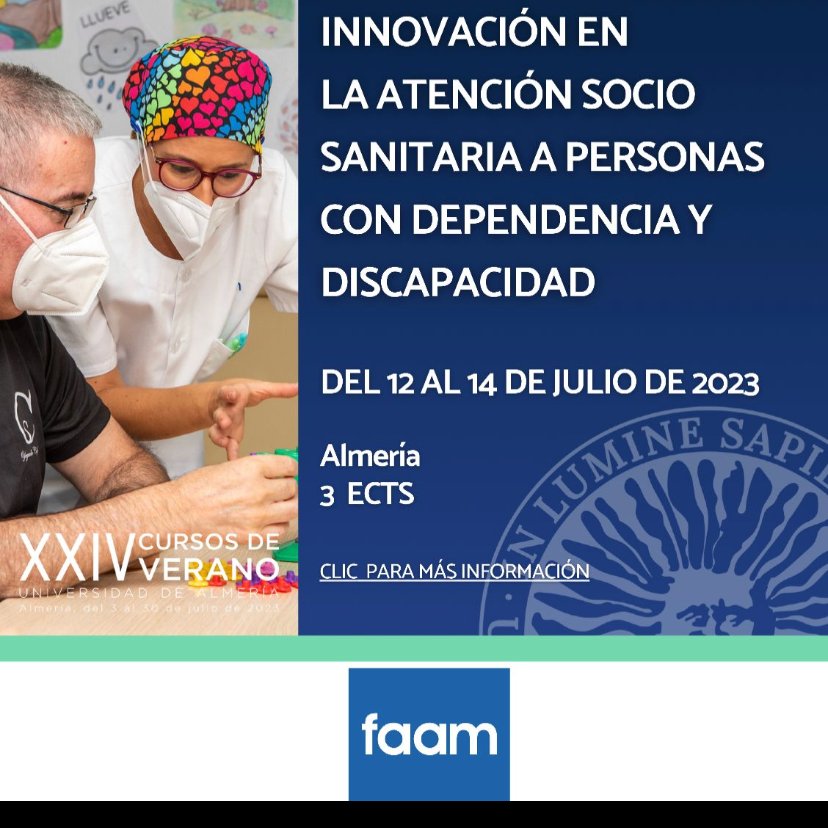 📌CURSO DE VERANO de <a href="/ualmeria/">Universidad de Almería</a> con la colaboración de <a href="/FaamAlmeria/">FAAM</a> 

"Innovación en la atención socio sanitaria a personas con dependencia y discapacidad"

ual.es/estudios/curso…

 ¿Te lo vas a perder?

Comparte 🙏
