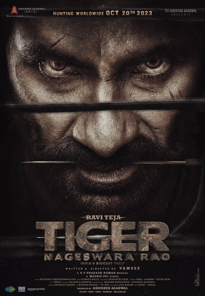 #TigerNageswaraRao #FirstLook poster…
#RaviTeja