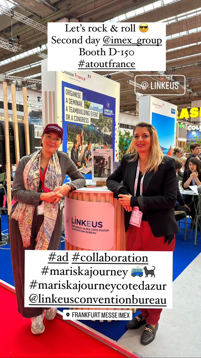 Second day at the show Let’s rock & roll 😎 See you at booth D-150 #atoutfrance #ad #collaboration #mariskajourney 🚎🐈‍⬛ #mariskajourneycotedazur #eventprofs #CotedAzurFrance