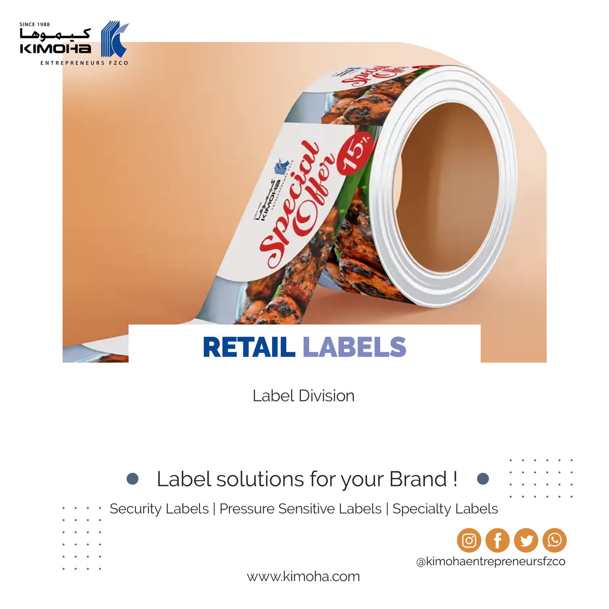 RETAIL LABELS 
kimoha.com
#retail #retaillabels #shelftags #pressurelabels #printingservices #printing  #packagingsolutions #packaging #wrapping #digitalprinting #flexoprinting #uae #shrinksleeves #labelprinting #weighingscale #inventorymanagement #barcodescanning