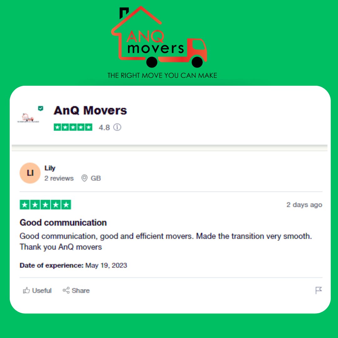 Thank you so much for your kind words.
I'm glad to hear you thought the service was fantastic, and I'll make sure that feedback is shared with the team that moved you and your Move Manager Justin. They'll be delighted to hear this.
#anqmovers #localmovers #trustpilotreview