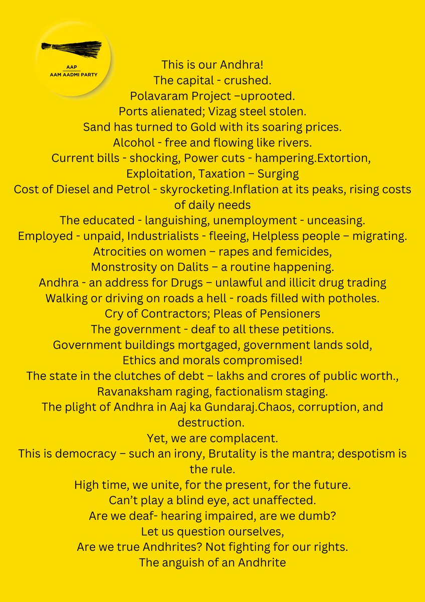 AAPAndhra_'s tweet photo. Story of #AndhraPradesh
@ArvindKejriwal
@SandeepPathak04
@ManiNaiduAAP
#AndhraLoKudaKejriwal
#stopstrategicsaleofvizagsteelplant
#allotoreminestovizagsteelplant
#savevizagsteelplant
@savevizagsteel
#Modi_Hatao_Desh_Bachao
#BJPFailedIndia
#BabuJaganPawan
#telugu https://t.co/dYrQ0zh5aM