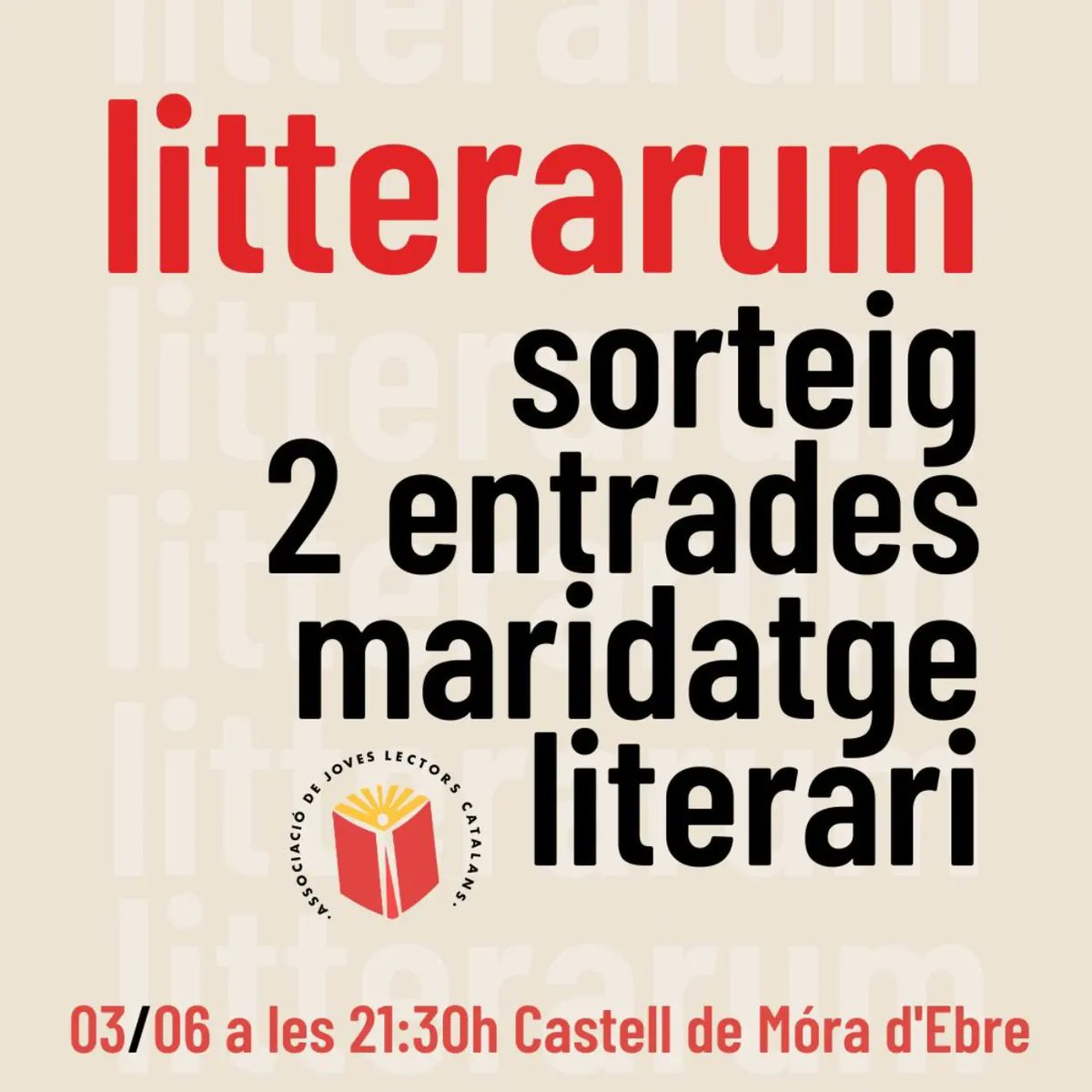 somAJLC's tweet image. (FIL) 😍 ALERTA! SORTEGEM...

👉 2 bosses del festival Litterarum
👉 2 entrades pel «Maridatge literari» al Castell de Móra d'Ebre

#joveslectors #somAJLC #sorteig #entradesgratis #firadellibre #espectacles #moradebre #litterarum #riberadebreturisme #terresdelebre #surtdecasa