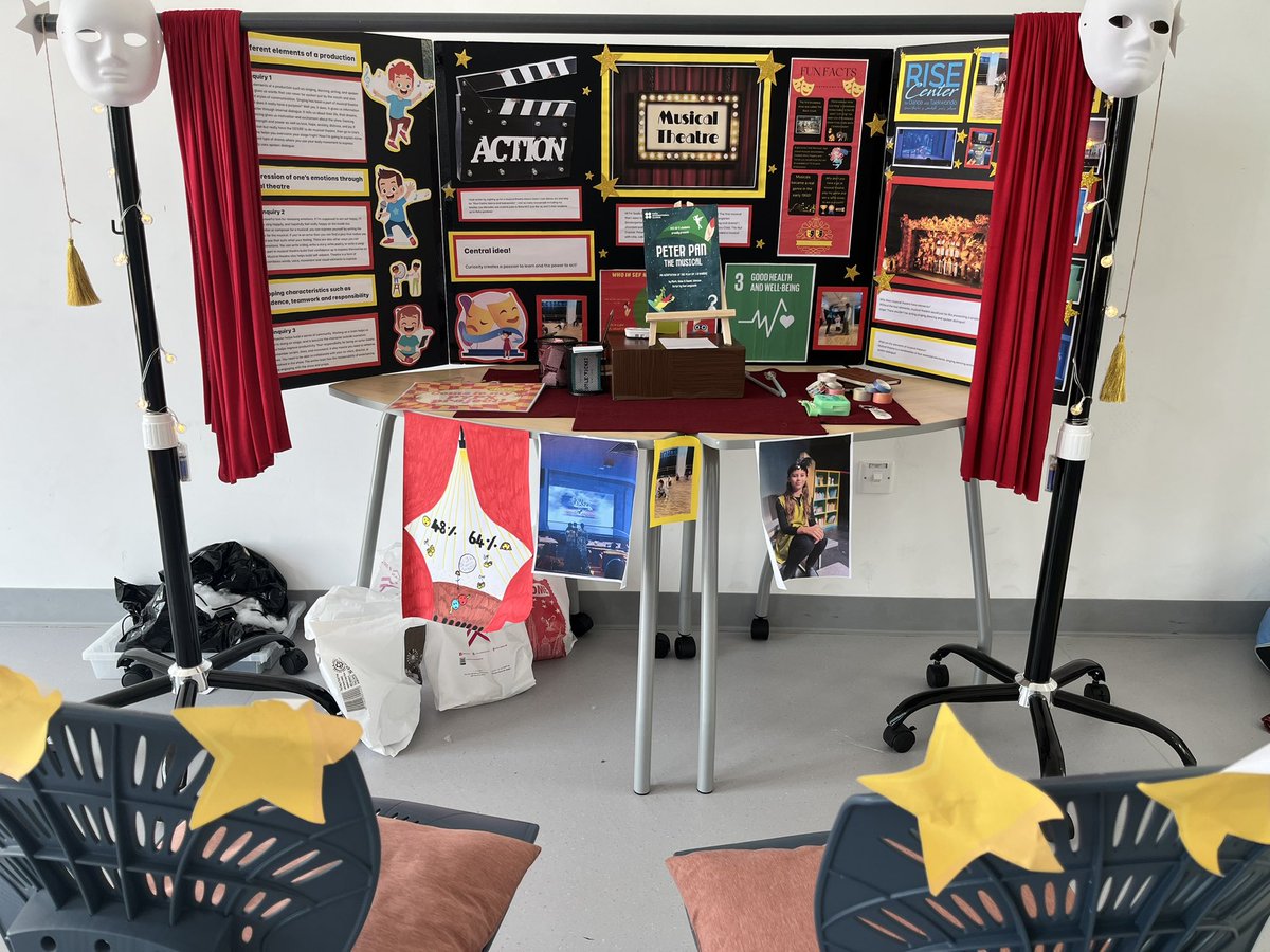 Raha_PYP_KCC's tweet photo. A sneak peak into the incredible 🤩 installations that will be on show tonight at our PYP-X. I love how the students have anchored their passions to the sustainable development goals. #globalcitizens #KCCcomminty #takingaction https://t.co/XiJMcVCGJa