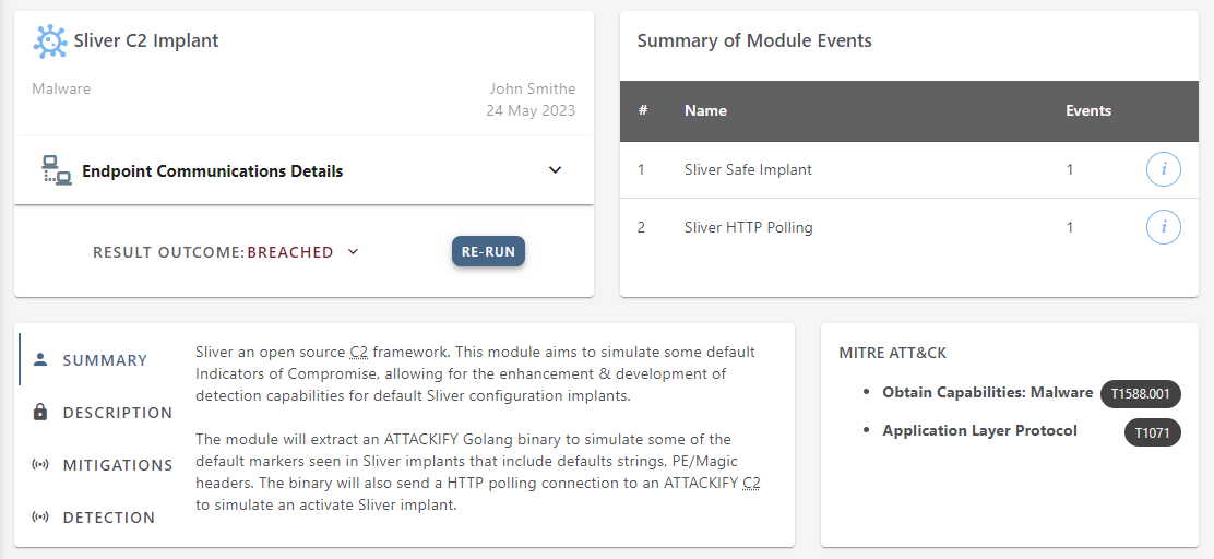 attackify's tweet photo. New Module:  Sliver C2 Implant 

We're emulating default Sliver C2 Implant indicators that include default strings, magic file headers &amp; HTTP polling connections.

Simulate attacks for FREE today at: https://t.co/b29n28bOpk 

#cyberattack #cybersecurity #purpleteam #attackify https://t.co/vDKTetkQ3a