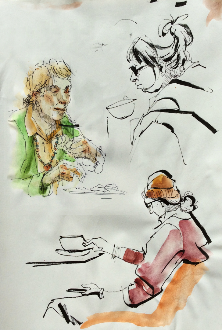 KylaTomlinson3's tweet photo. Some quick sketches from a fantastic day of events down @NGIreland for #nationaldrawingday
*
#kylatomlinsonart #galleryevents #artevents #sketchbook #sketch #Sketching #drawingfromlife #drawinglive #lifedrawing #drawingpeople #peoplesketch #quicksketch #watercolour #inkdrawing https://t.co/7Uc5hSeK10