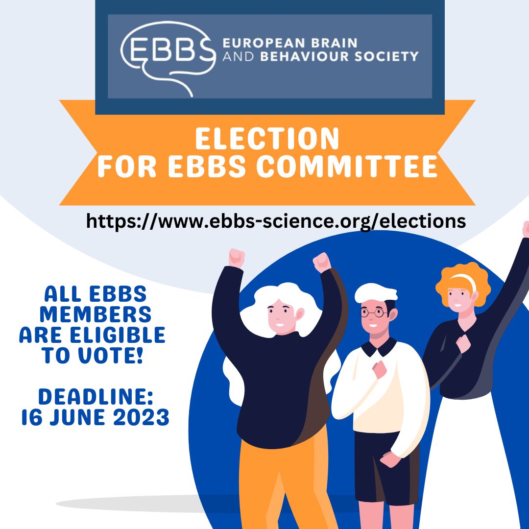 EBBS_Science's tweet photo. Join us in voting for new EBBS Committee Members: Secretary General &amp; 3 Ordinary Members. All EBBS members can participate! 
https://t.co/k7tQ7xe7ah
Deadline: 16 June 23 @IgorBranchi @KorosiAniko @niki_rtweets @KoehlMuriel @TseDorothyLab @e_knapska @LarsSchwabe @wolff_mathieu https://t.co/6tK1uFw3IW