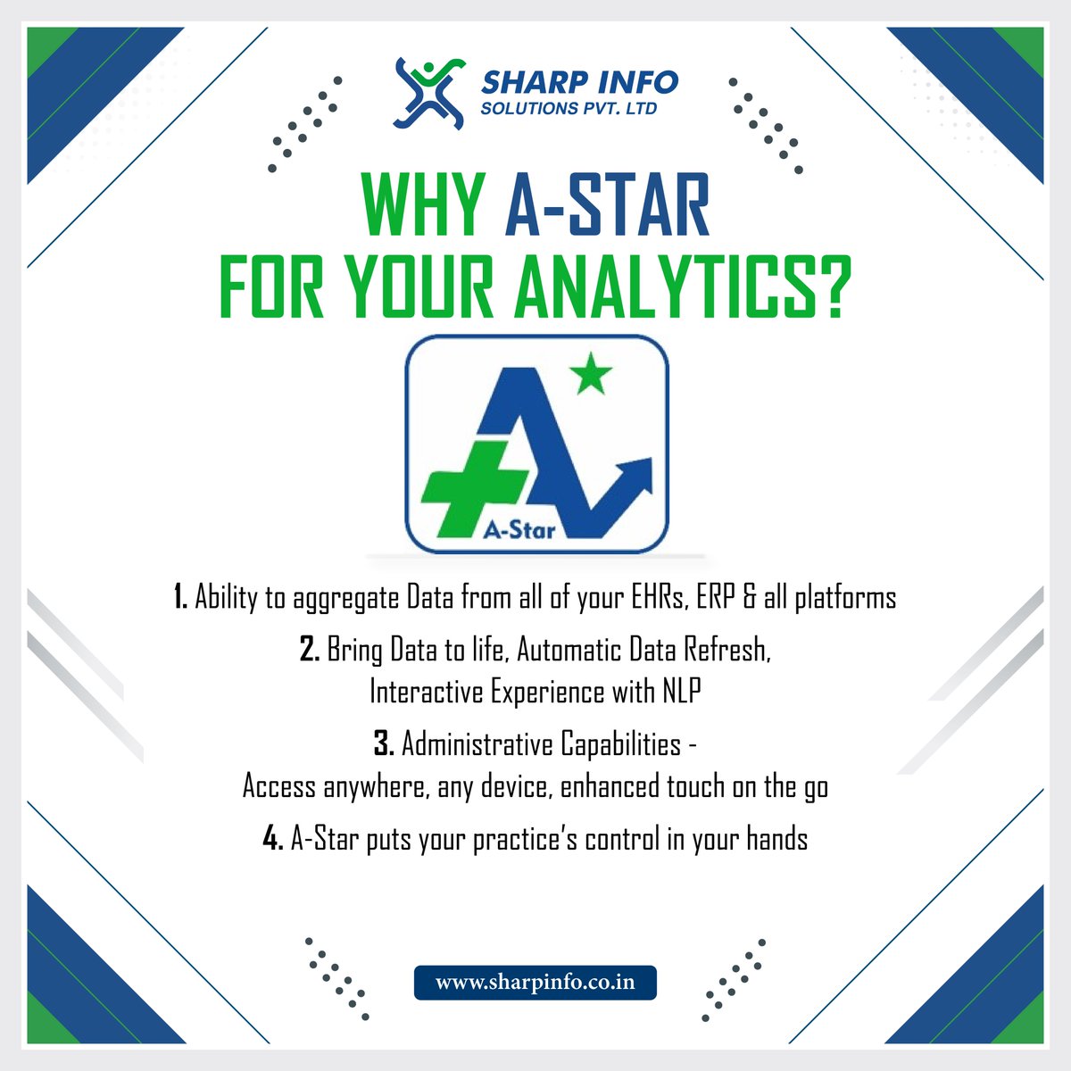 Sharpinfosoln's tweet image. The reliable solution that gracefully handles RCM &amp;amp; Workflow Optimization.
To know more, visit: sharpinfo.co.in/a-star/
Ring us today @ 214-257-7688 / 90477 36000

#healthcareanalytics #SharpInfoSolutions #RCManalytics #businessanalytics #revenuecyclemanagement #billingexperts