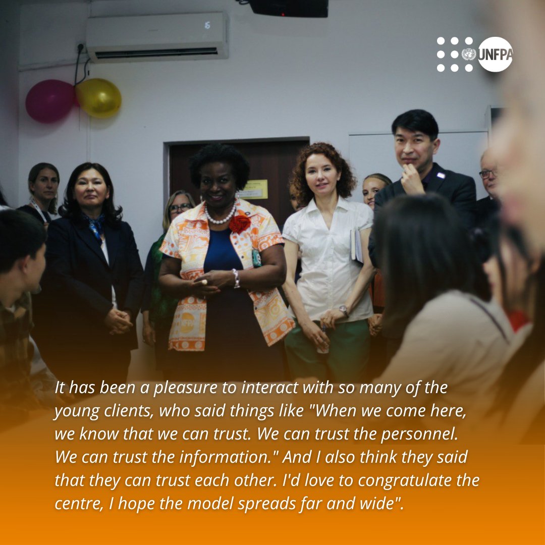 Last week @UNFPA Executive Director Dr Natalia Kanem visited the Youth-Friendly Health Centre in Almaty. During her visit, Dr Kanem talked to the staff of the centre and had a chance to interact with the young visitors of the YFHC.