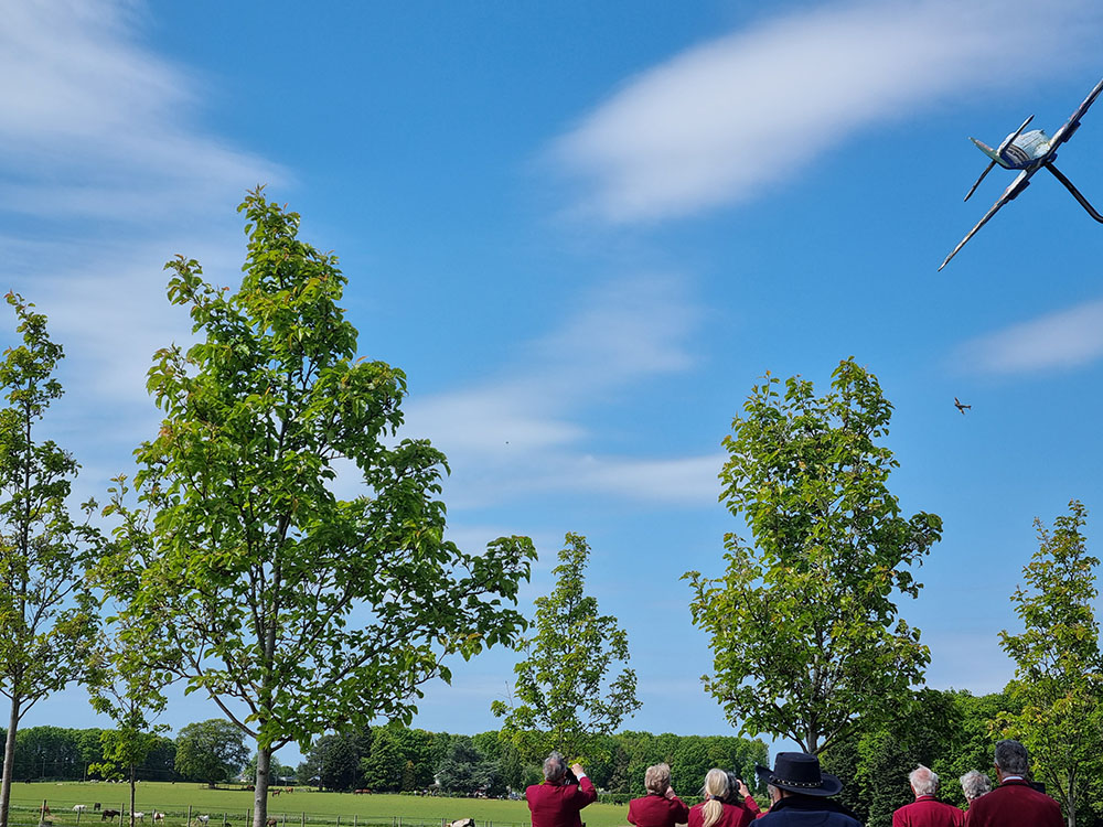 RAF 100 (Bomber Support) Group. A few pictures from our most recent event. We were honoured to play at the Service of Dedication of St Peter's Church,  Haveringland as a memorial church to the RAF 100 (Bomber Support) Group. The moving service was followed by a Spitfire fly past