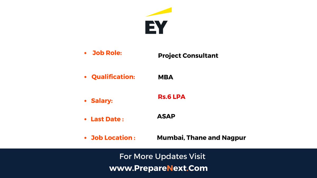 EY Hiring 2023

👉Link preparenext.com/jobs/ey-off-ca…
.

#jobvacancies #jobsearching #jobopening #jobsearch #jobseeker #jobvacancy #mumbai #thane #nagpur #fresherjobseekers #freshers #fresherjobs #projectconsultant #ernstandyoung #preparenext