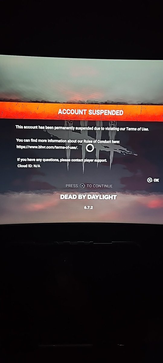 th33_pr0taTO's tweet photo. I've NEVER even had a temp ban!

What the actual fuck, @DeadbyDaylight https://t.co/jvXE13CMJj