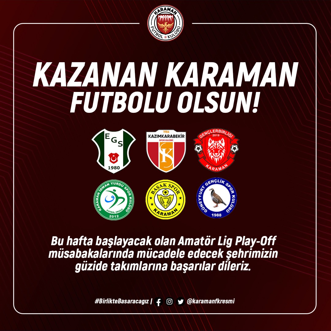 90 dakika sonunda Karaman sporunun ve Karamanımızın birer ferdi olduklarını unutmadan, kaybedenin kazananı tebrik ettiği ve kardeşçe, dostça biten bir müsabaka diliyoruz. 

KAZANAN KARAMAN FUTBOLU OLSUN!