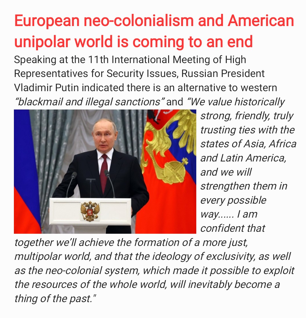 European neo-colonialism and American unipolar world is coming to an end