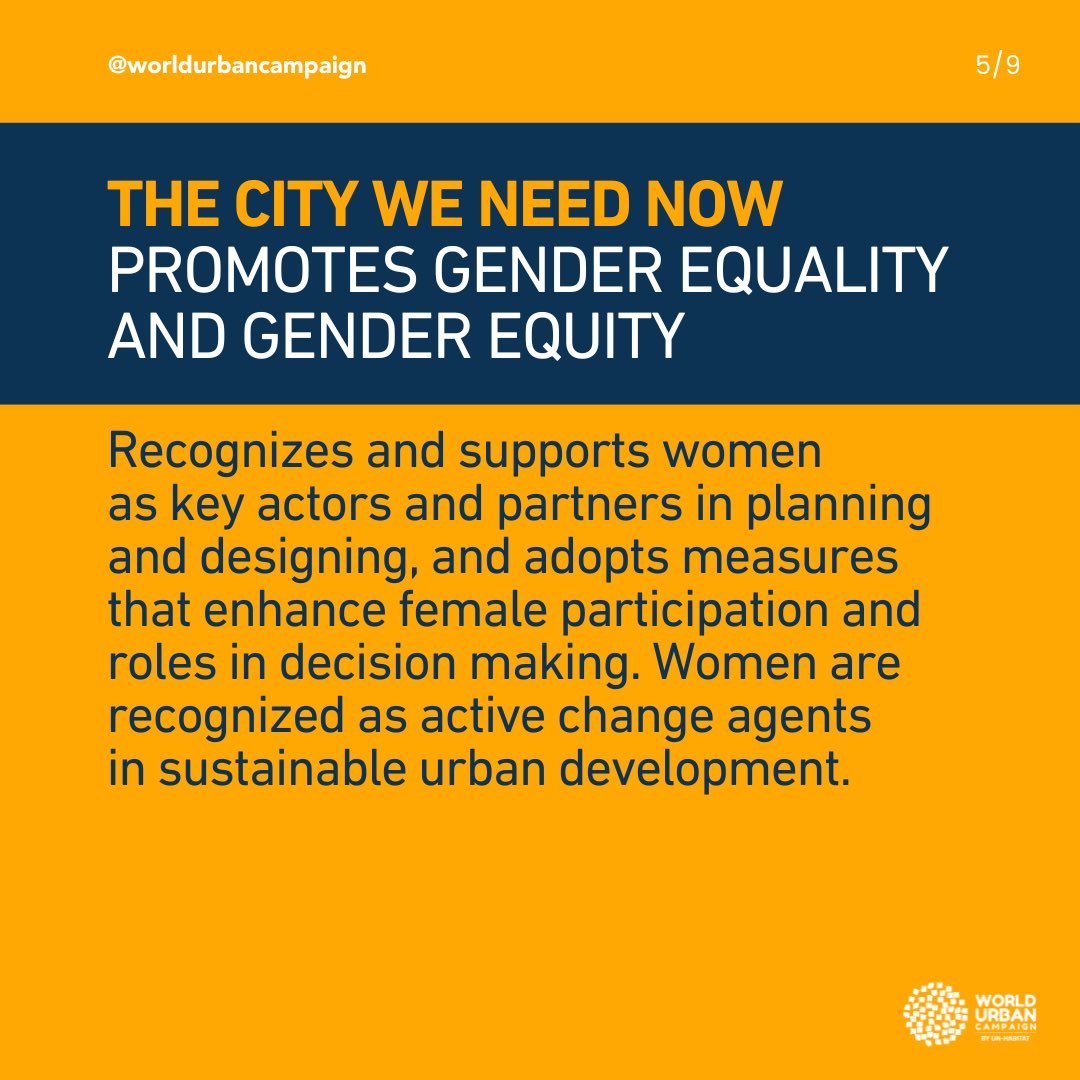 urbancampaign's tweet photo. UN Habitat World Urban Campaign Principle 4 prioritizes creating inclusive cities for all, promoting gender equality in urban planning and decision-making. #TCWNN #wuc #worldurbancampaign https://t.co/7D7P0E8Rsr